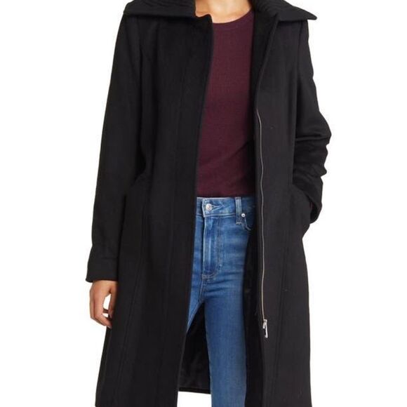 NEW Sam Edelman  Wool Blend Rib Collar Coat - size M - Picture 4 of 8